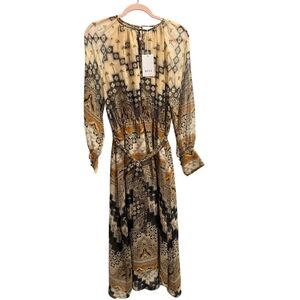 MISA Geometric Print Maxi Dress - Black and Gold